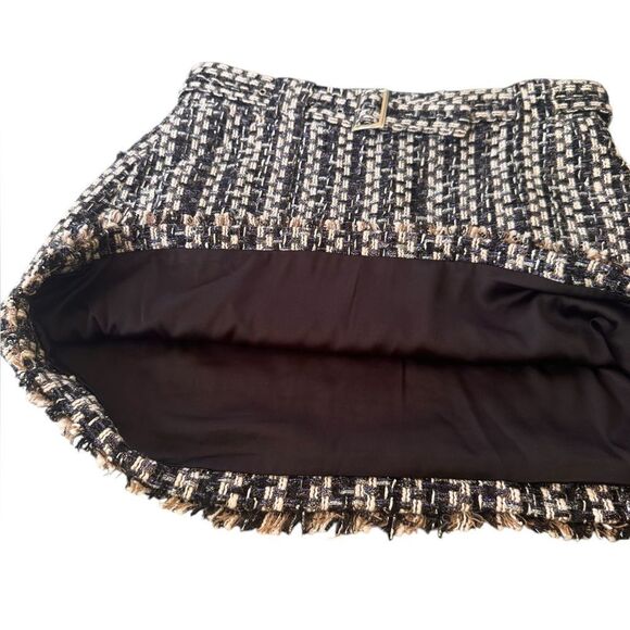 Ramy Brook Belted Tweed Mini Skirt Black Combo NWT 10 - Picture 4 of 11